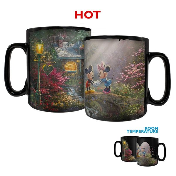 Trend Setters Thomas Kinkade Mickey & Minnie Sweetheart Bridge Clue Morphing Heat-Sensitive Mug TR127232